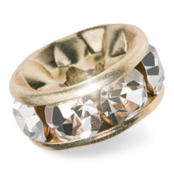 RONDELLA STRASS PRECIOSA TONDA MM10 CRYSTAL-ORO-CONFEZIONE 20