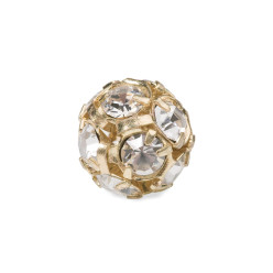 PALLINA STRASS PRECIOSA MM8 CRYSTAL-ORO - CONFEZIONE 5 PEZZI