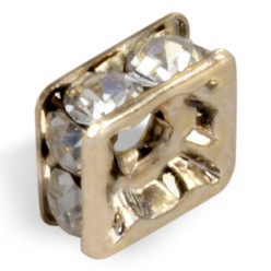 RONDELLA STRASS PRECIOSA QUADRATA MM8x8 CRYSTAL-ORO-CONFEZIONE