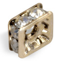 RONDELLA STRASS PRECIOSA QUADRATA MM8x8 CRYSTAL-ORO-CONFEZIONE
