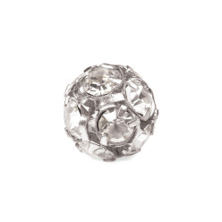 PALLINA STRASS PRECIOSA MM8 CRYSTAL - ARGENTO- CONFEZIONE 5
